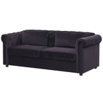 Schlafsofa 3-Sitzer Samtstoff schwarz CHESTERFIELD