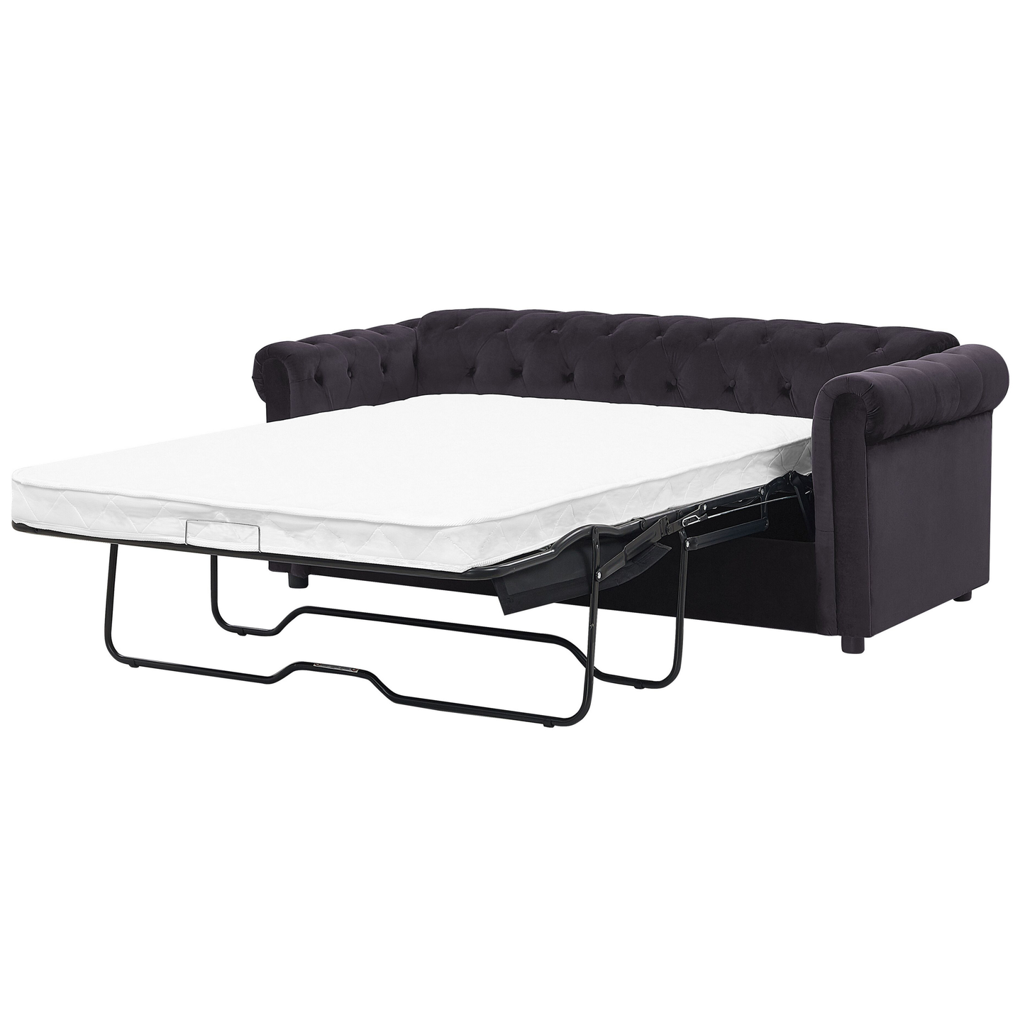 Schlafsofa 3-Sitzer Samtstoff schwarz CHESTERFIELD