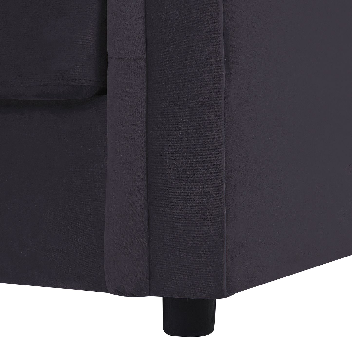 Schlafsofa 3-Sitzer Samtstoff schwarz CHESTERFIELD