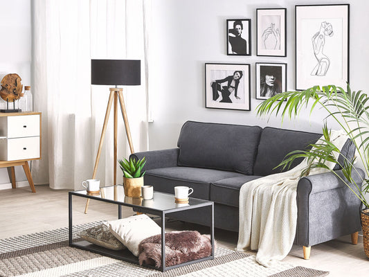 3-Sitzer Sofa Samtstoff dunkelgrau RONNEBY