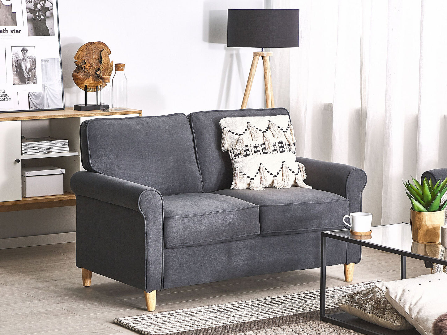 2-Sitzer Sofa Samtstoff dunkelgrau RONNEBY
