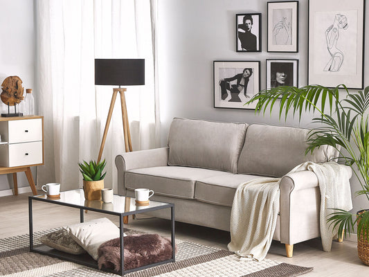 3-Sitzer Sofa Samtstoff helles Beige RONNEBY