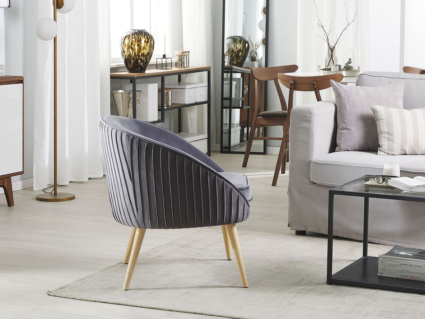 Sessel TROMSO Samtstoff Grau