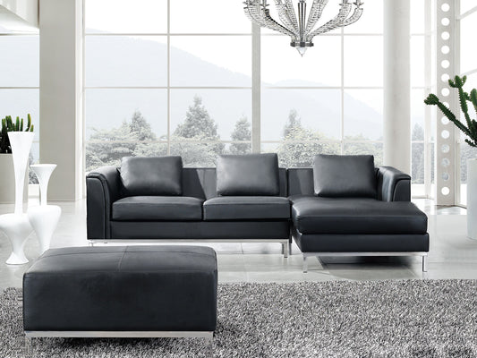 4-Sitzer Ecksofa Leder schwarz linksseitig OSLO