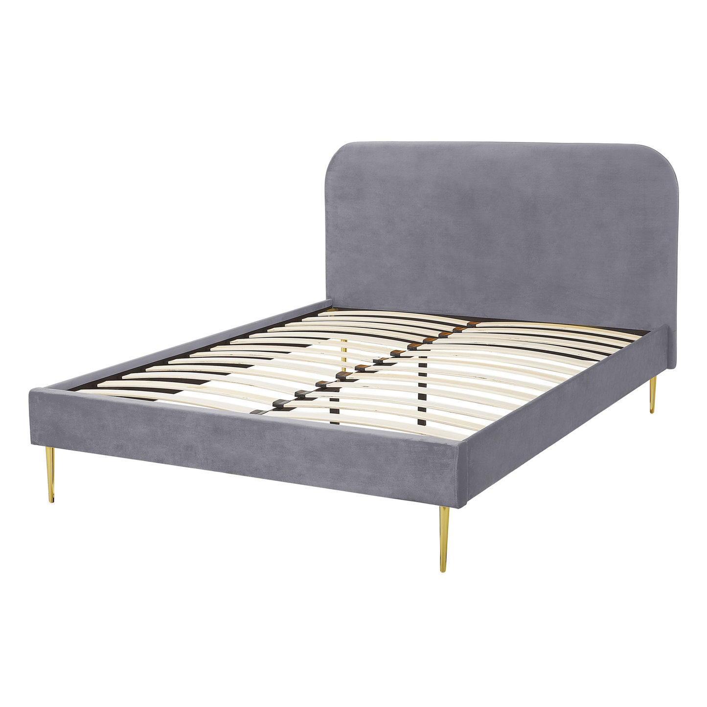 Bett mit Lattenrost Samtstoff FLAYAT 140 x 200 cm Grau