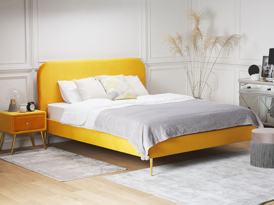 Bett mit Lattenrost Samtstoff FLAYAT 140 x 200 cm Gelb
