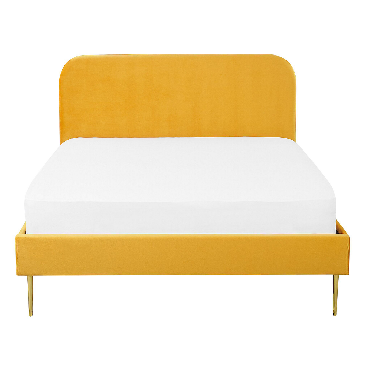Bett mit Lattenrost Samtstoff FLAYAT 140 x 200 cm Gelb