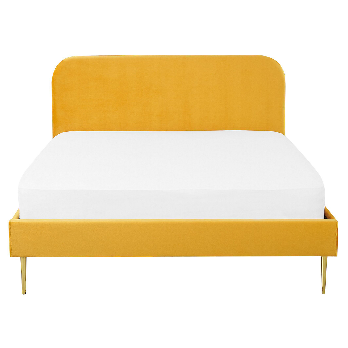 Bett mit Lattenrost Samtstoff FLAYAT 160 x 200 cm Gelb