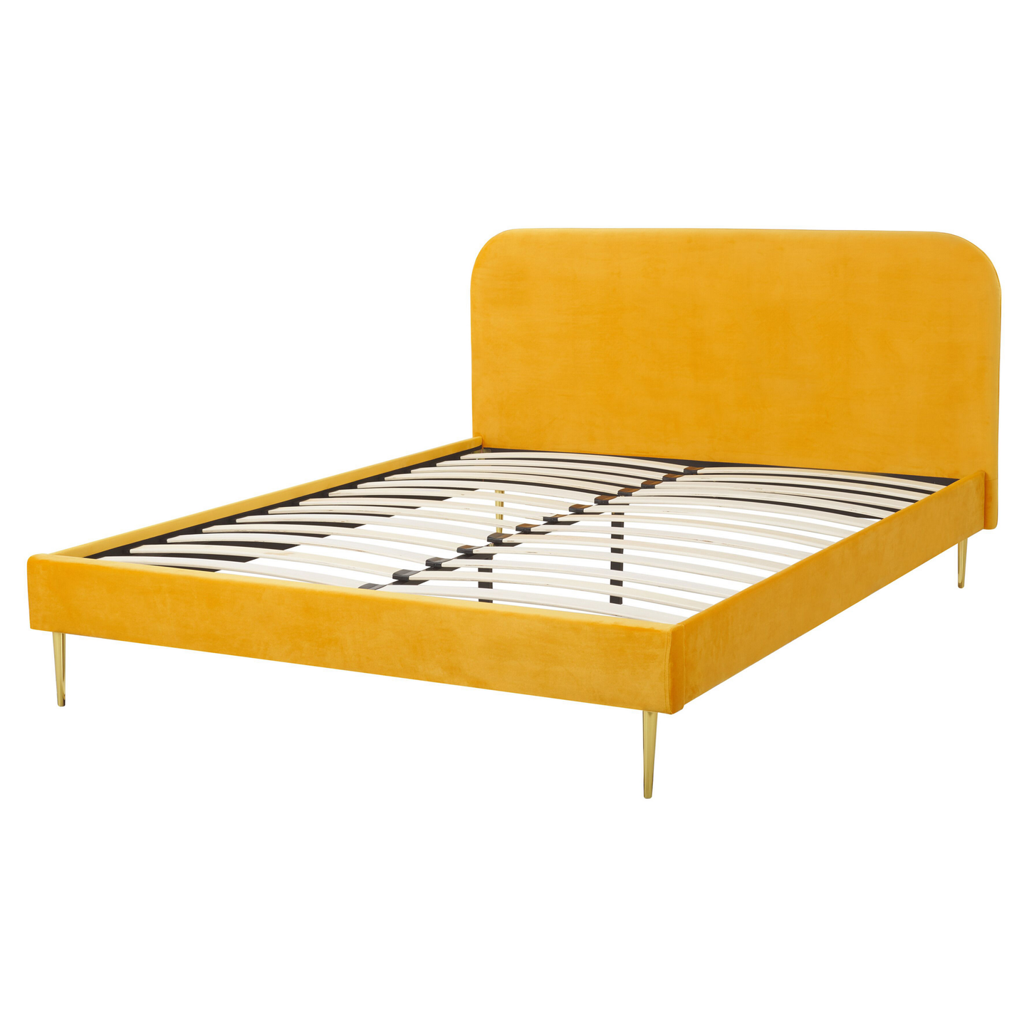 Bett mit Lattenrost Samtstoff FLAYAT 160 x 200 cm Gelb