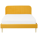 Bett mit Lattenrost Samtstoff FLAYAT 180 x 200 cm Gelb