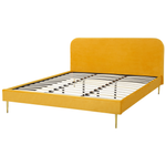 Bett mit Lattenrost Samtstoff FLAYAT 180 x 200 cm Gelb