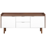Sideboard weiss / dunkler Holzfarbton 2 Schränke 2 Schubladen MADERA