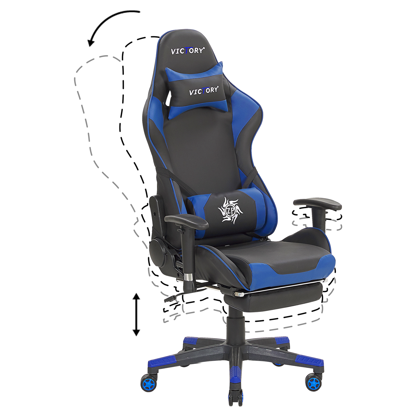 Gaming Stuhl drehbar VICTORY Kunstleder Blau