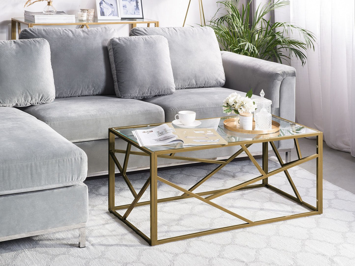 Couchtisch Glas gold rechteckig 50 x 100 cm ORLAND