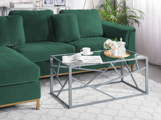 Couchtisch Glas silber rechteckig 50 x 100 cm ORLAND