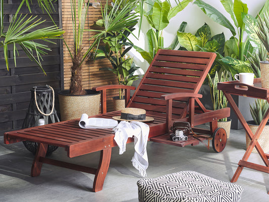 Gartenliege Akazienholz dunkelbraun rollbar TOSCANA