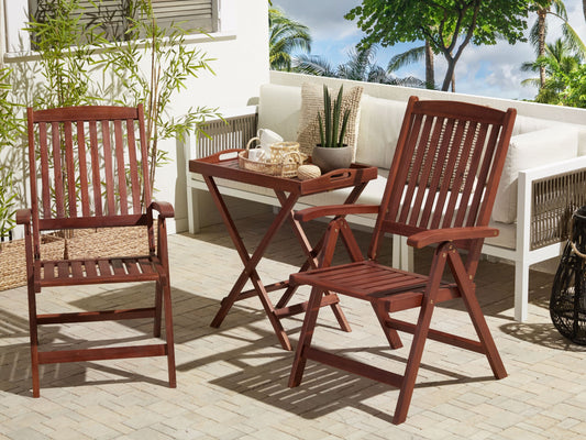 Bistro Set Holz Dunkler Holzfarbton TOSCANA