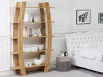 Regal heller Holzfarbton 5 Fächer ovales Design 180 cm KENER