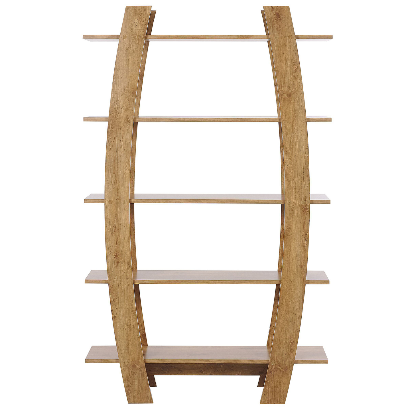 Regal heller Holzfarbton 5 Fächer ovales Design 180 cm KENER