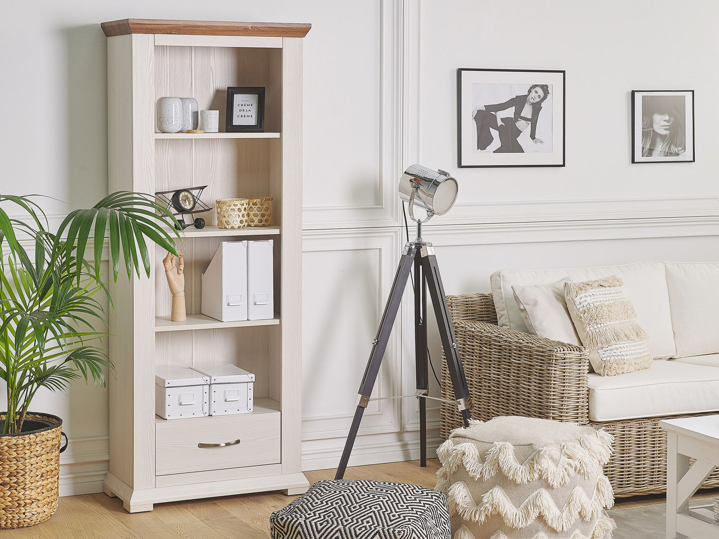 Bücherregal mit 4 Fächern Creme KINGSTON