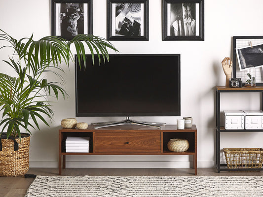 TV-Möbel dunkler Holzfarbton mit Schubalde 120 x 40 x 41 cm CLINTON