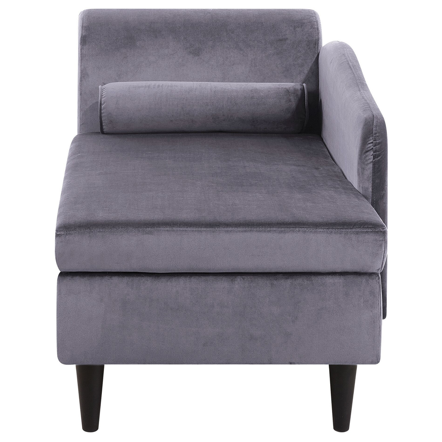 Chaiselongue Samtstoff dunkelgrau linksseitig LUIRO