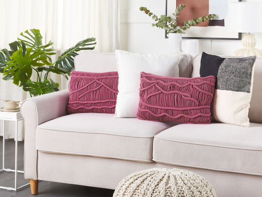 Dekokissen 2er Set KIRIS Baumwolle 30 x 50 cm Rosa Geometrisches Muster