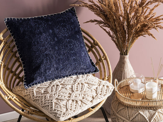 Dekokissen 2er Set MELUR 45 x 45 cm Dunkelblau Ikates Muster