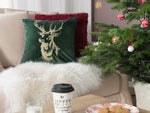 Dekokissen 2er Set BLITZEN Samtstoff 45 x 45 cm Dunkelgrün Weihnachtsmotiv