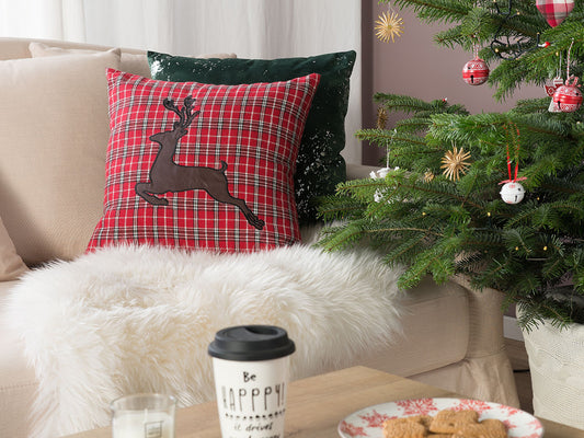 Dekokissen 2er Set COMET 45 x 45 cm Dunkelrot Weihnachtsmotiv