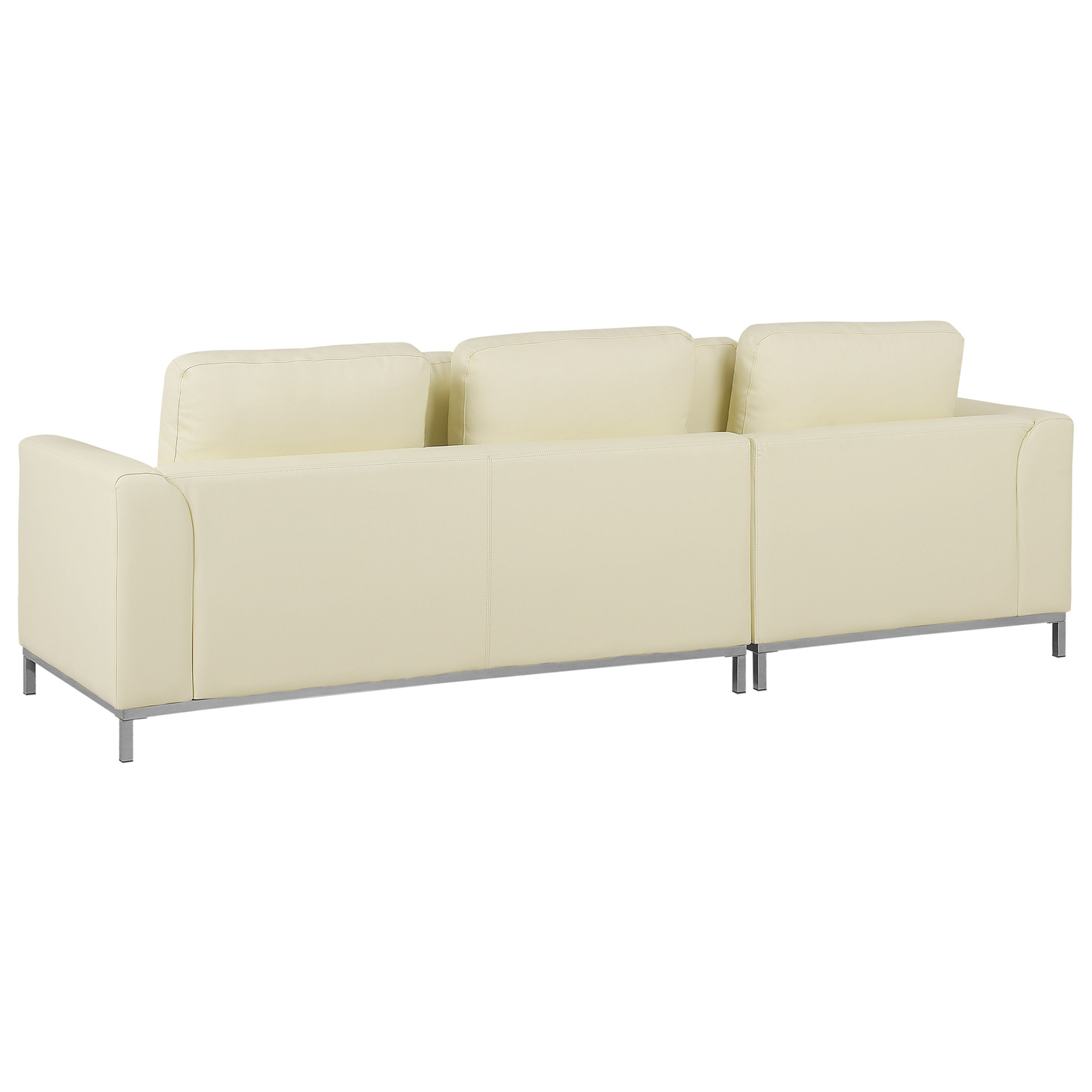 Ecksofa Leder beige rechtsseitig mit Ottomane OSLO