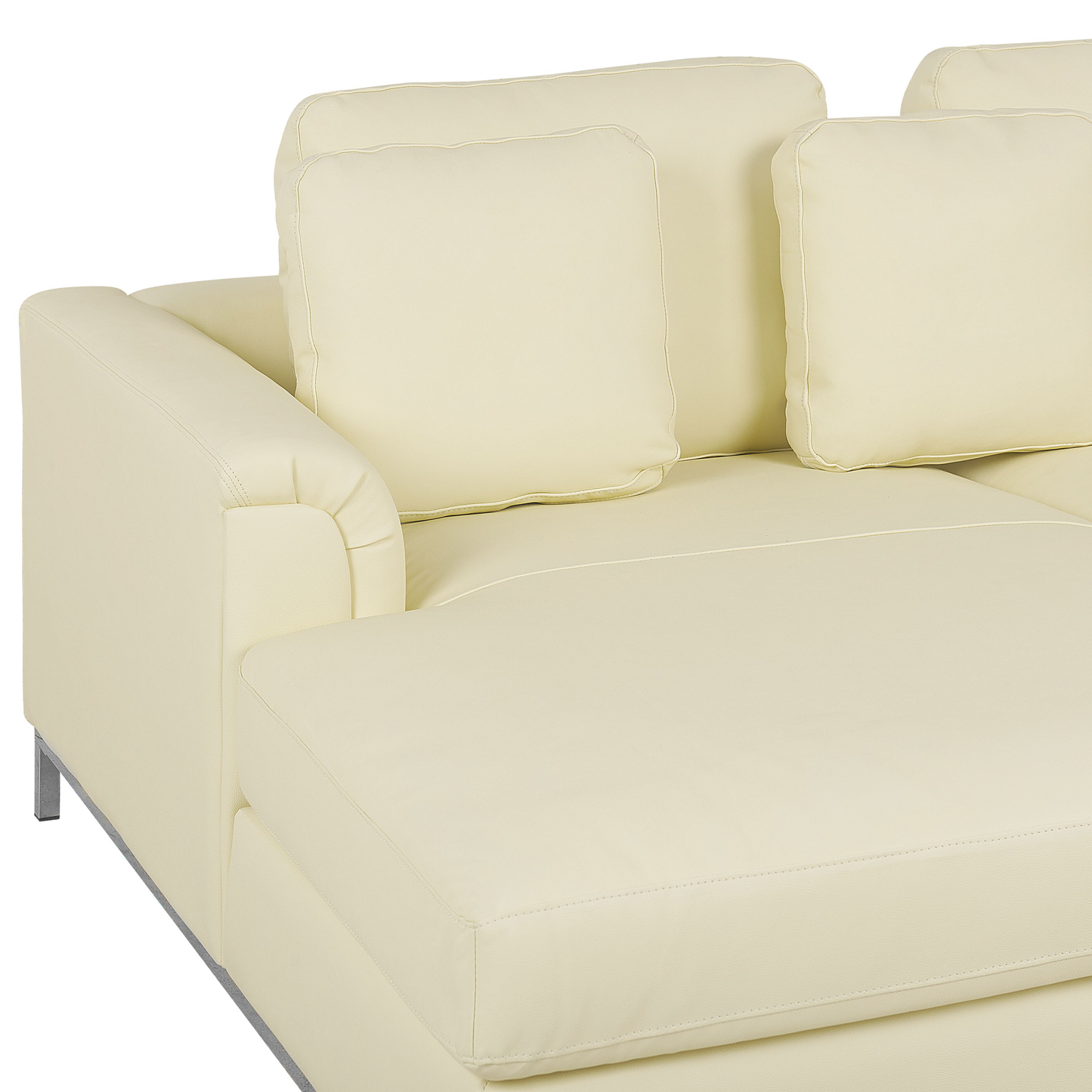 Ecksofa Leder beige rechtsseitig mit Ottomane OSLO