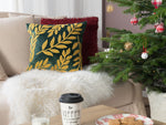 Dekokissen 2er Set MISTLETOE Samtstoff 45 x 45 cm Gold Grün Pflanzenmuster