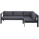 Garten Ecksofa mit Tisch 5-Sitzer MESSINA linksseitig Metall Schwarz