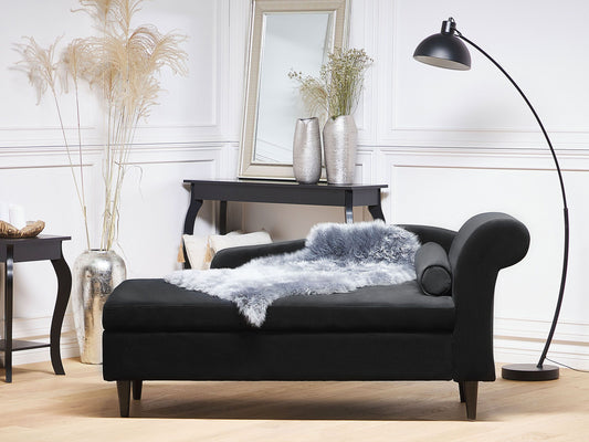 Chaiselongue Samtstoff schwarz rechtsseitig LUIRO