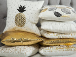 Dekokissen 2er Set LOTUS Baumwolle 45 x 45 cm Gold Weiss Schwarz Pflanzenmuster
