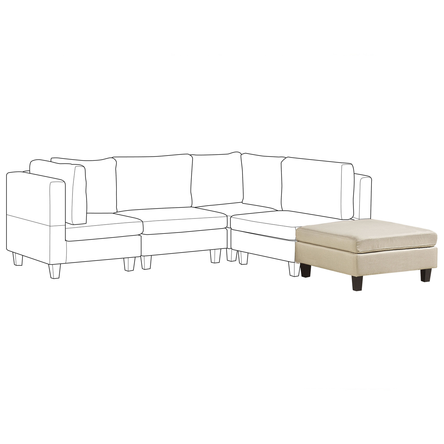Ottomane FEVIK Stoff Beige