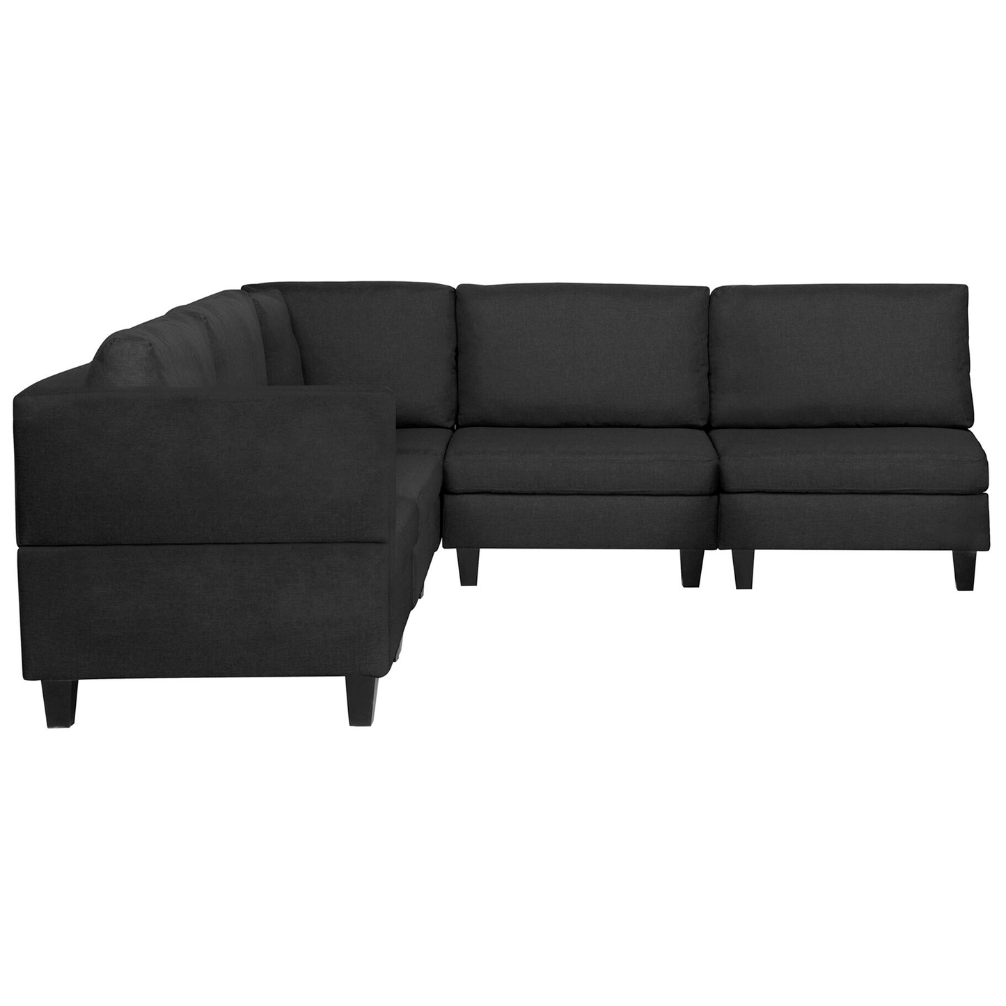 5-Sitzer Ecksofa schwarz linksseitig FEVIK