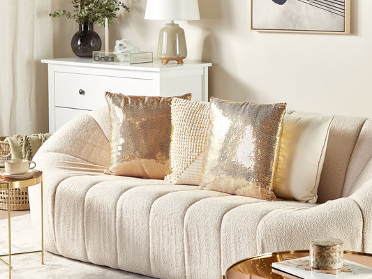 Dekokissen 2er Set ASTER 45 x 45 cm Gold Ohne Muster