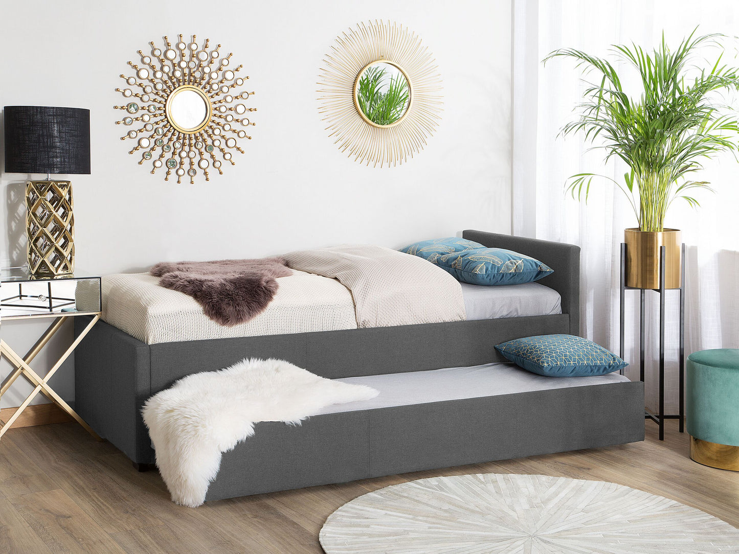 Ausziehbett Stoff MARMANDE 80 x 200 cm Dunkelgrau