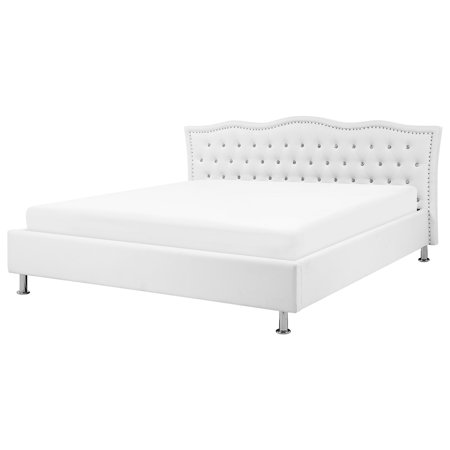 Bett mit Stauraum Kunstleder METZ 180 x 200 cm Weiss