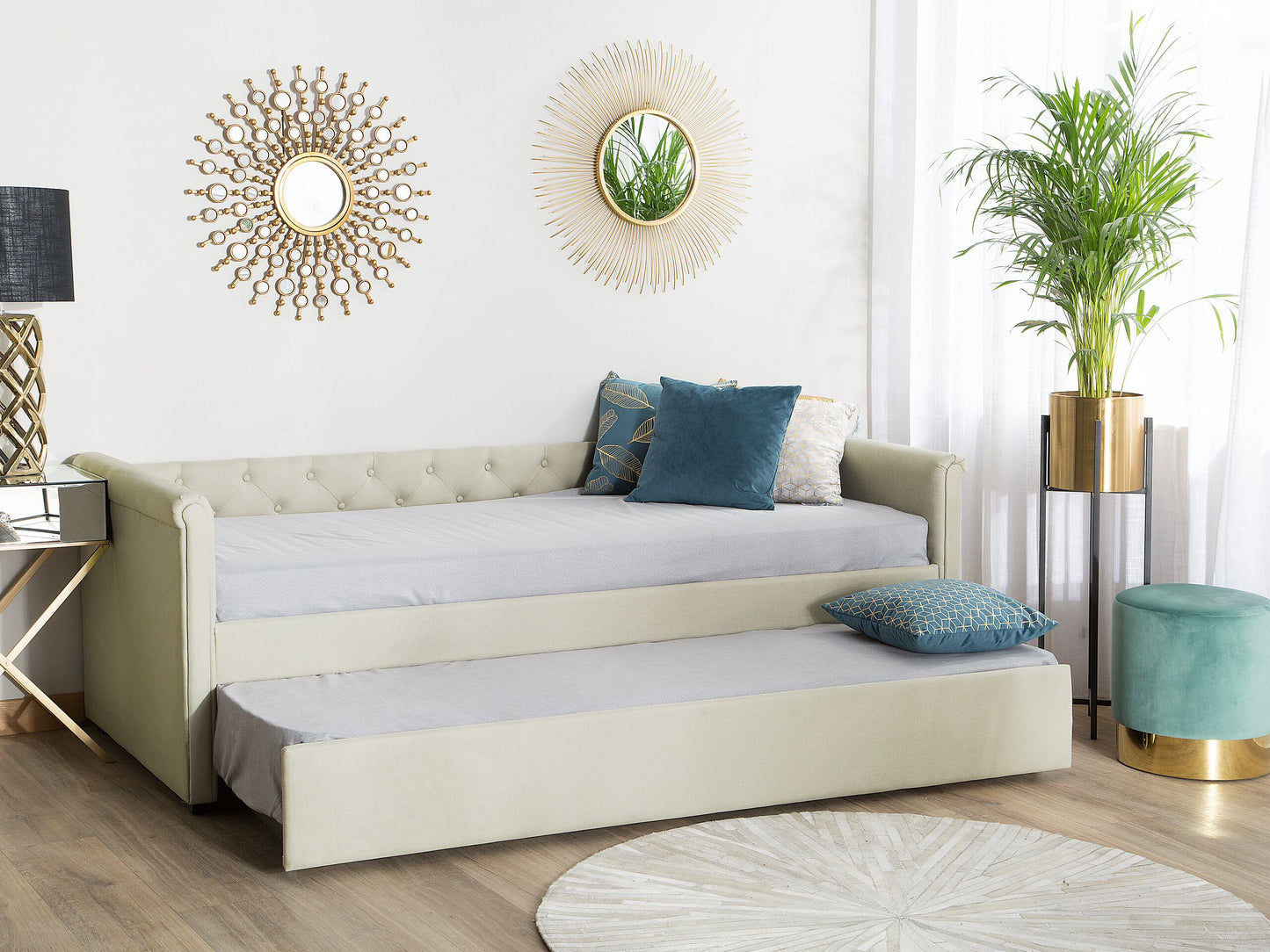 Ausziehbett Stoff LIBOURNE 80 x 200 cm Beige