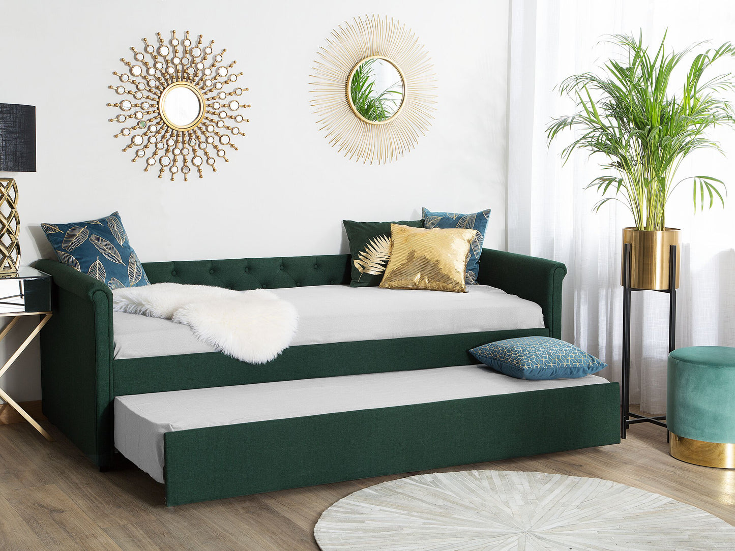 Ausziehbett Stoff LIBOURNE 80 x 200 cm Dunkelgrün
