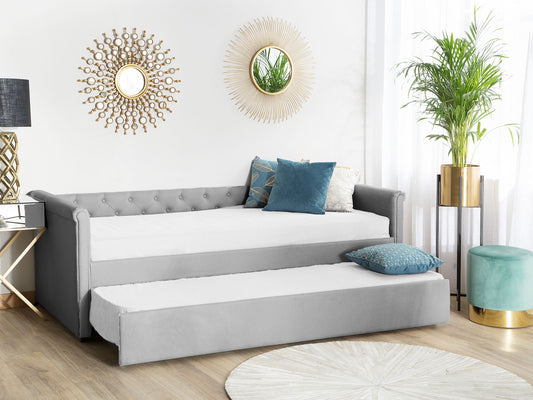 Ausziehbett Stoff LIBOURNE 80 x 200 cm Hellgrau