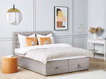 Boxspringbett Polsterbezug mit Bettkasten hochklappbar hellgrau 160 x 200 cm MAGNATE