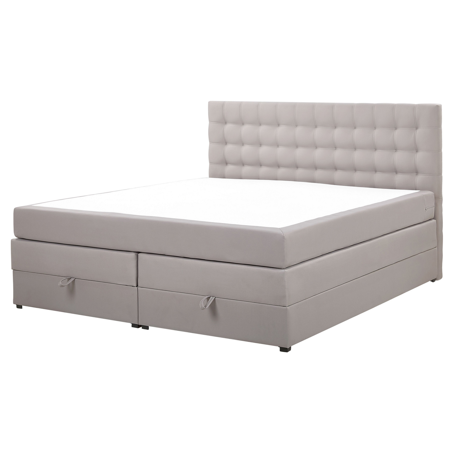 Boxspringbett Polsterbezug mit Bettkasten hochklappbar hellgrau 160 x 200 cm MAGNATE