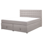Boxspringbett Polsterbezug mit Bettkasten hochklappbar hellgrau 160 x 200 cm MAGNATE