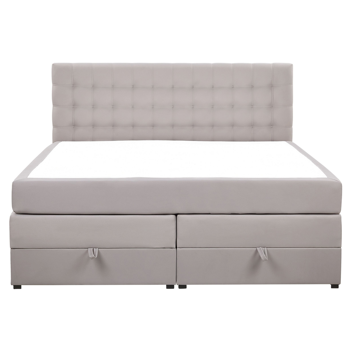 Boxspringbett Polsterbezug mit Bettkasten hochklappbar hellgrau 160 x 200 cm MAGNATE