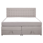 Boxspringbett Polsterbezug mit Bettkasten hochklappbar hellgrau 160 x 200 cm MAGNATE