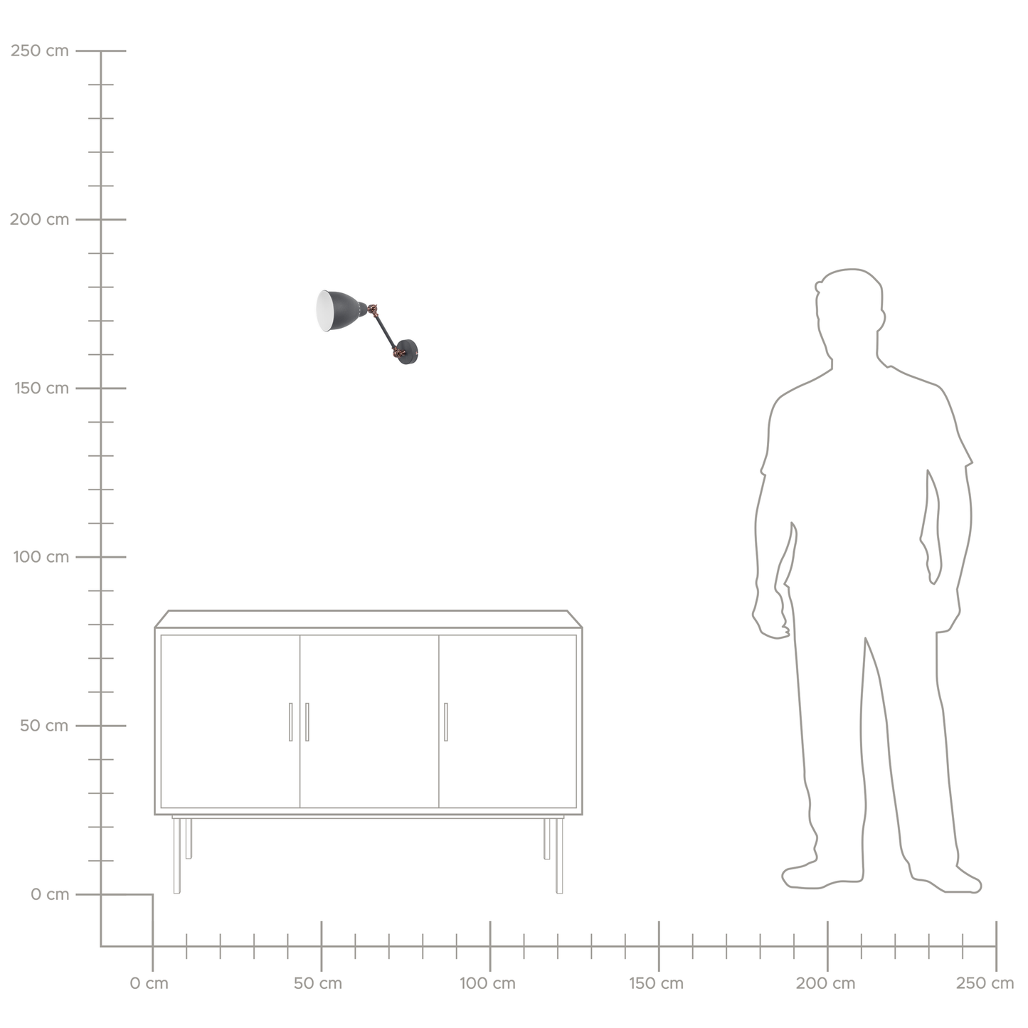 Wandlampe 2er Set MISSISSIPPI verstellbar Metall Graphitgrau